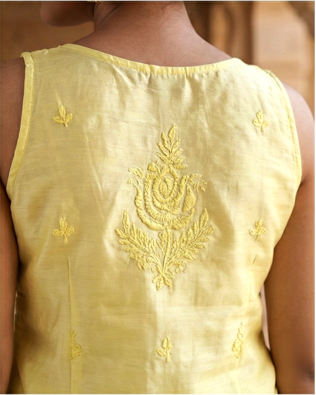 Royale Yellow Muslin Sleeveless Kurta