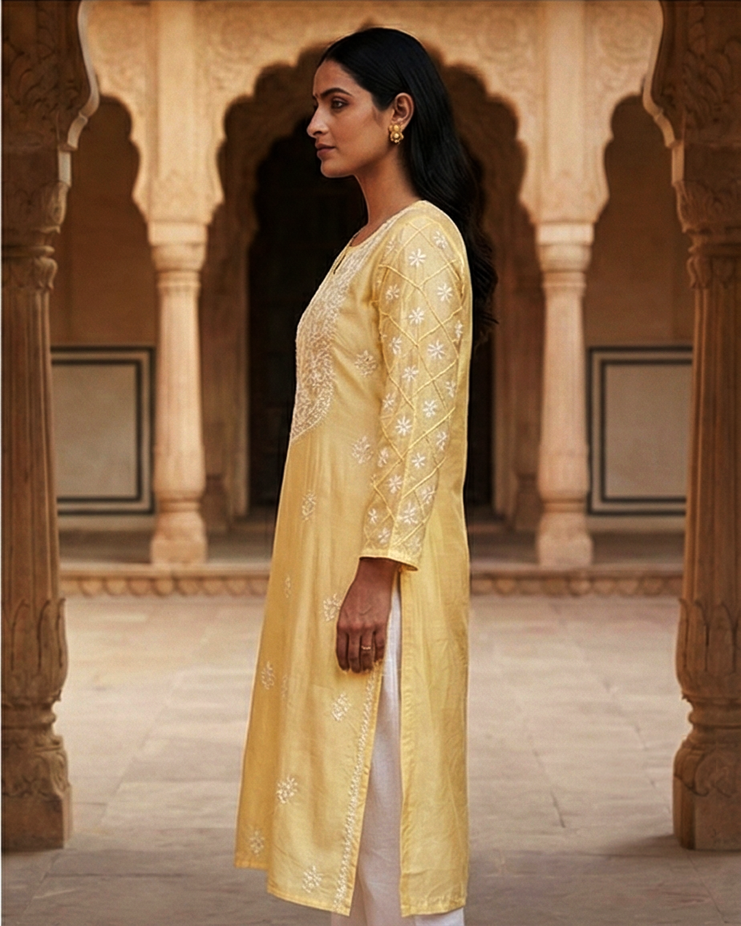 Yellow Chanderi Kurta
