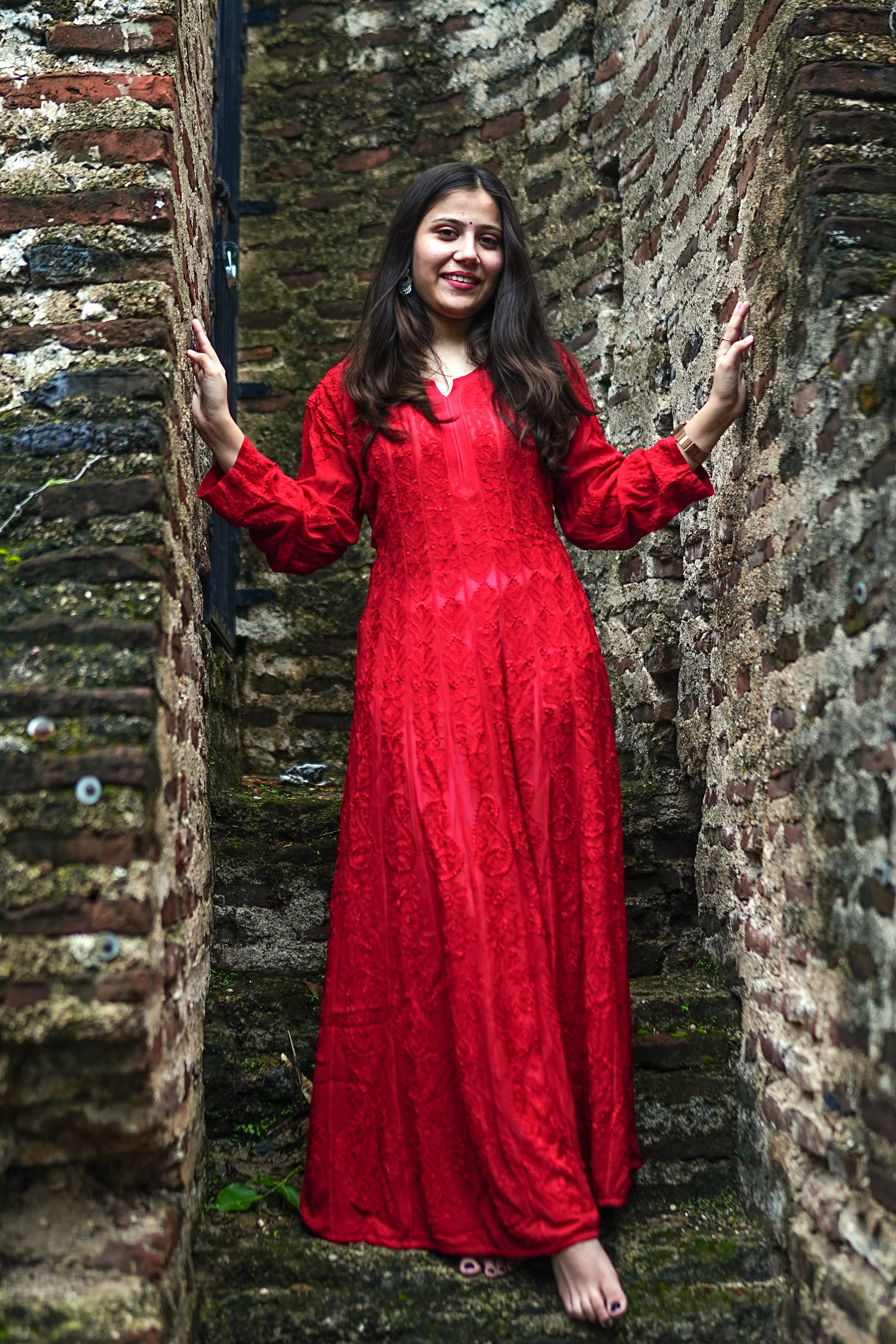 Red Anarkali Georgette Kurti