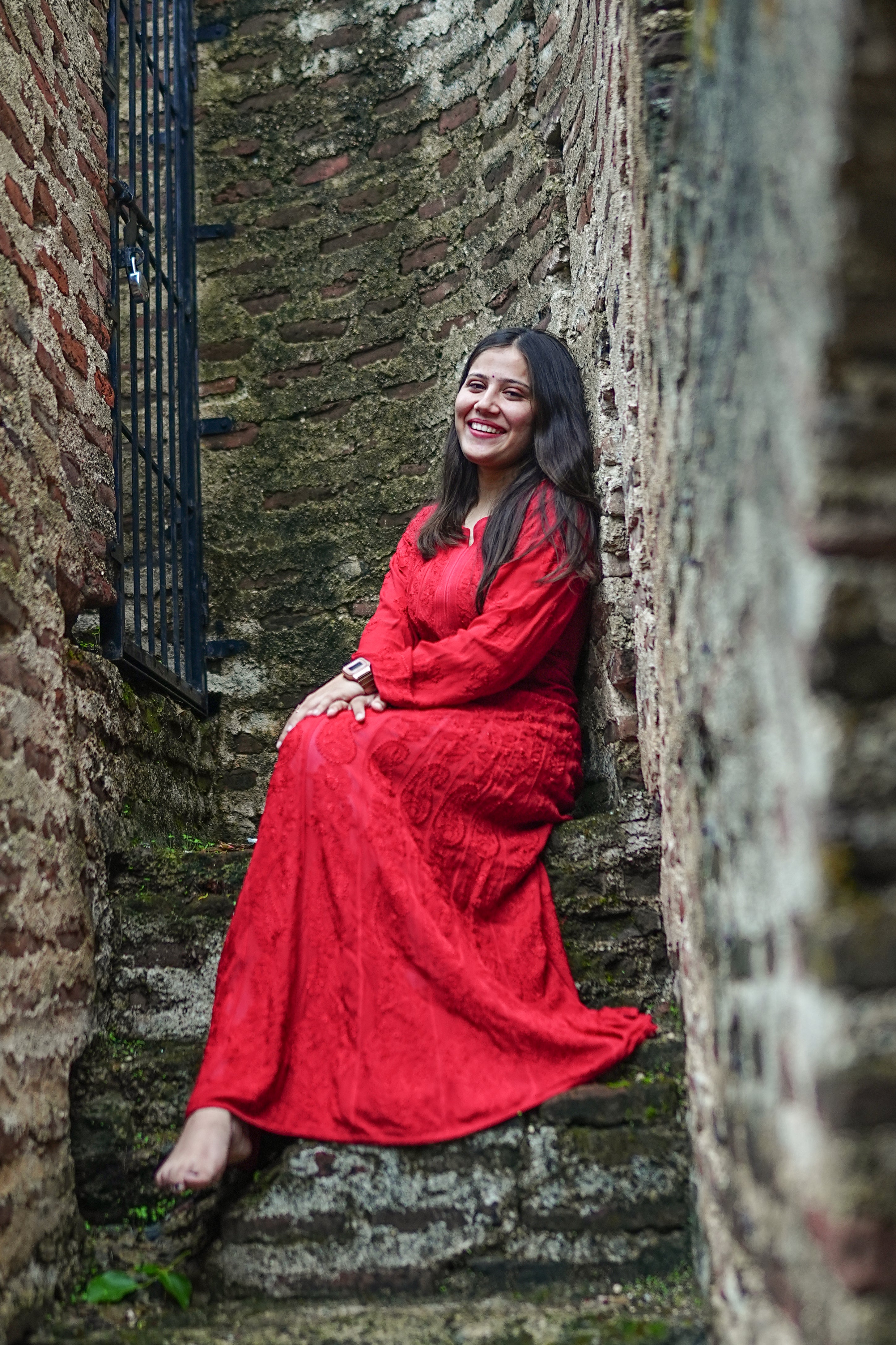 Red Anarkali Georgette Kurti