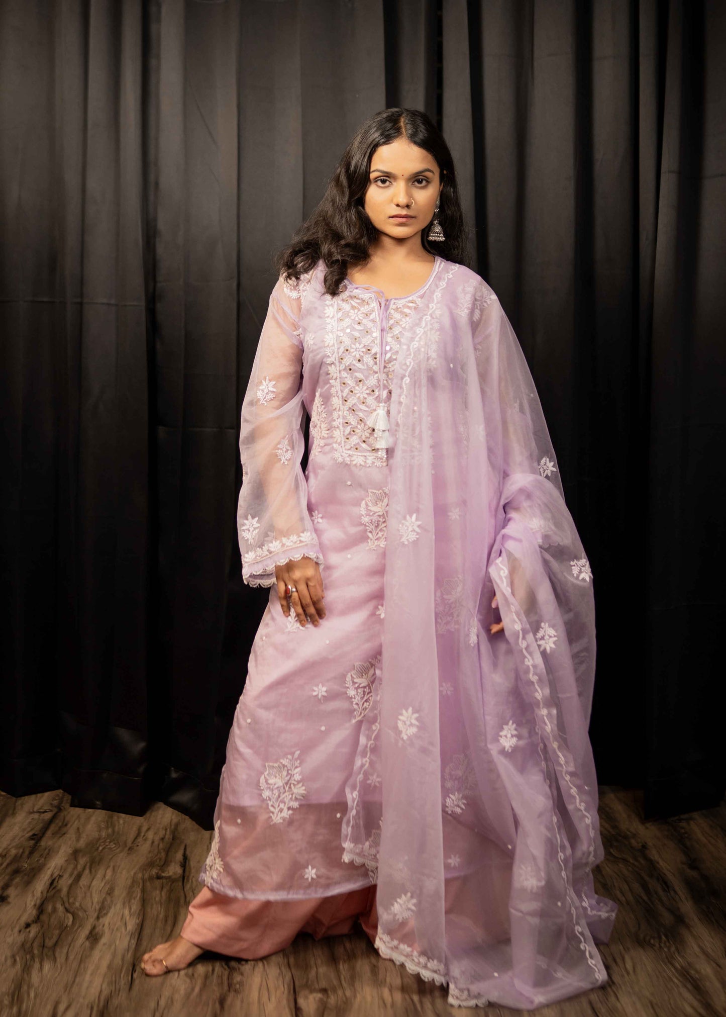 Organza Chikankari Suit Set