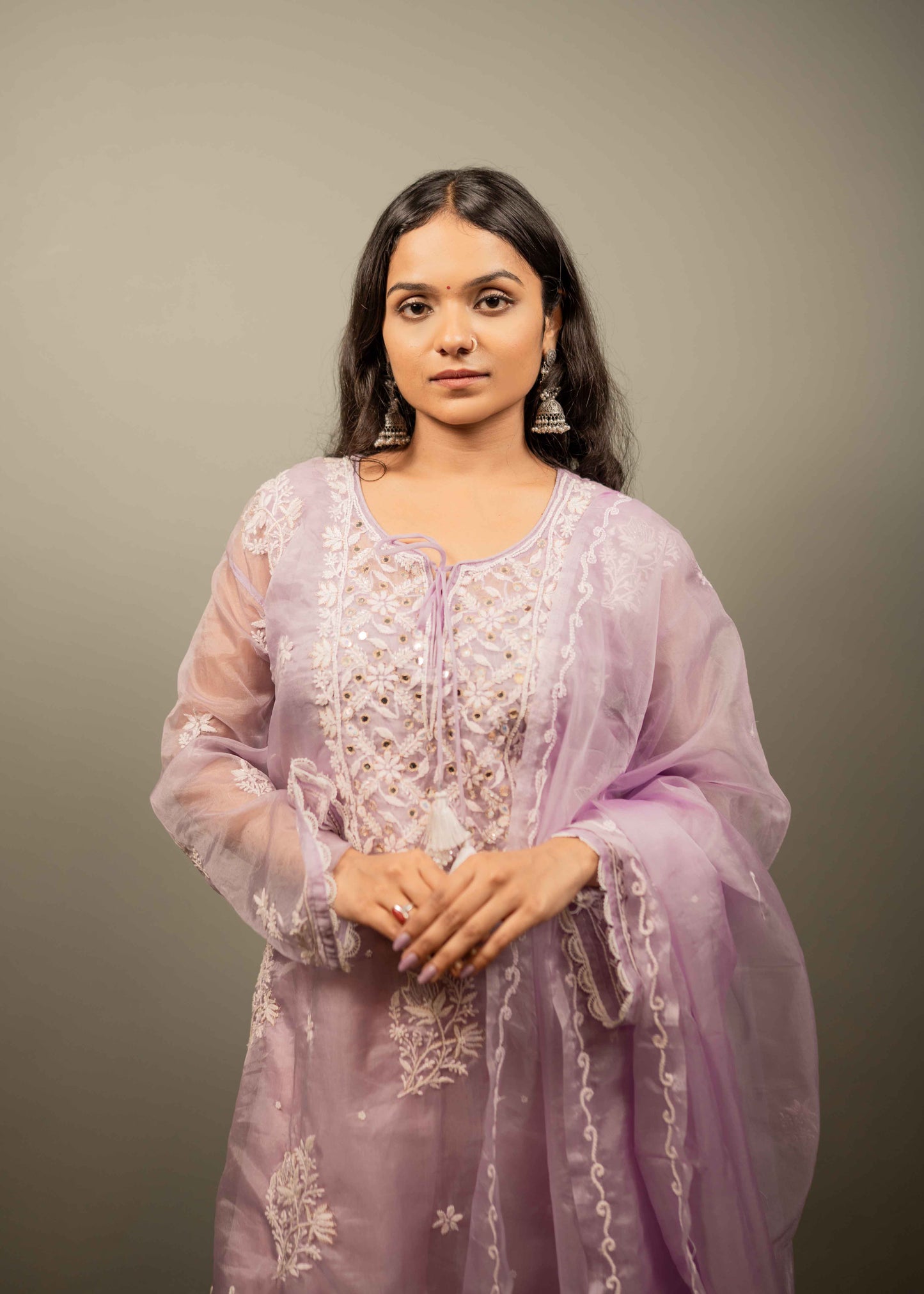 Organza Chikankari Suit Set