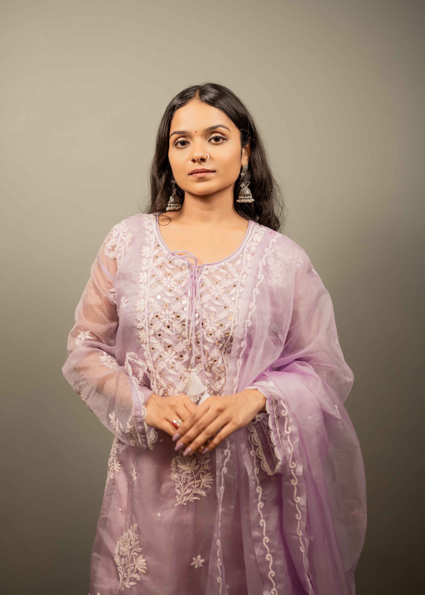 Organza Chikankari Suit Set