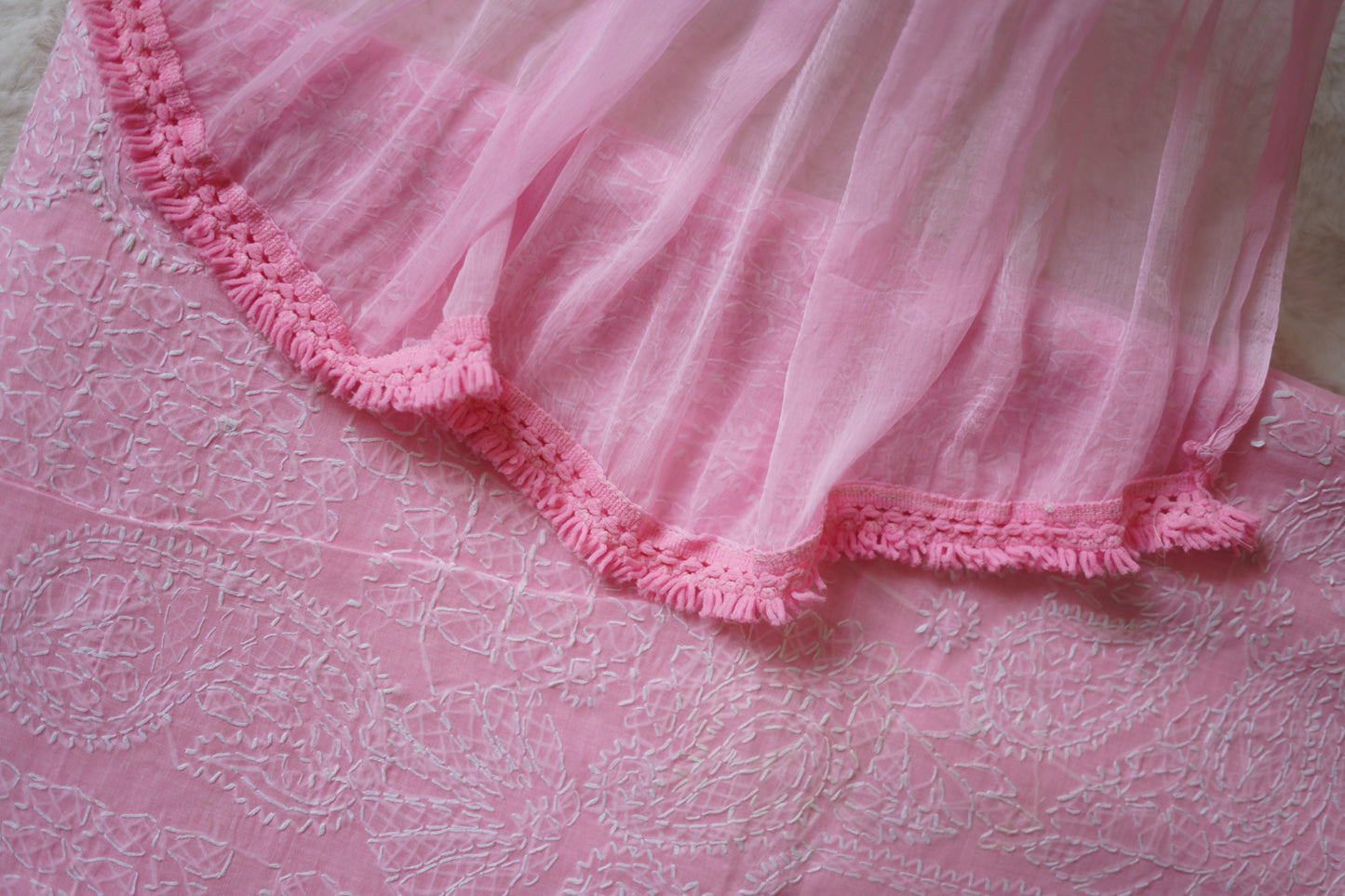 Baby Pink Cotton Suit Set - Garad Work