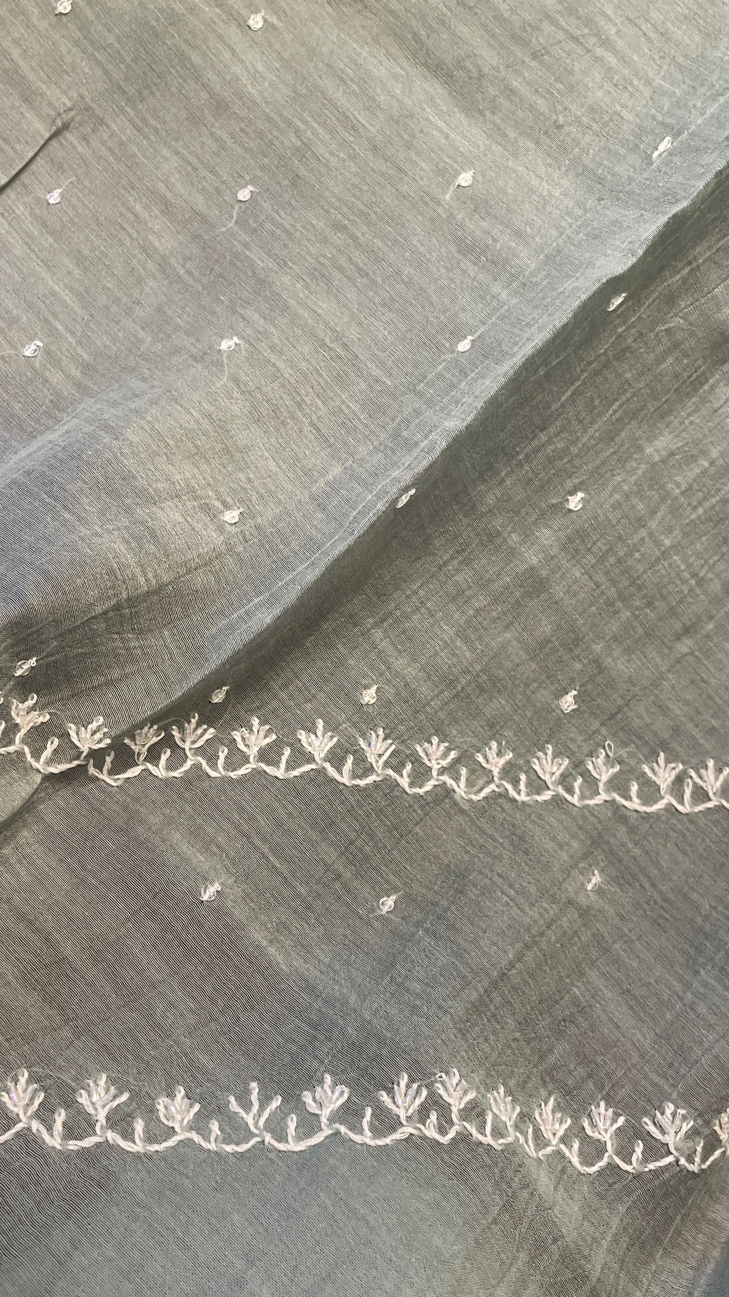 Mulchanderi Green Semistitched Jaal Suit Set