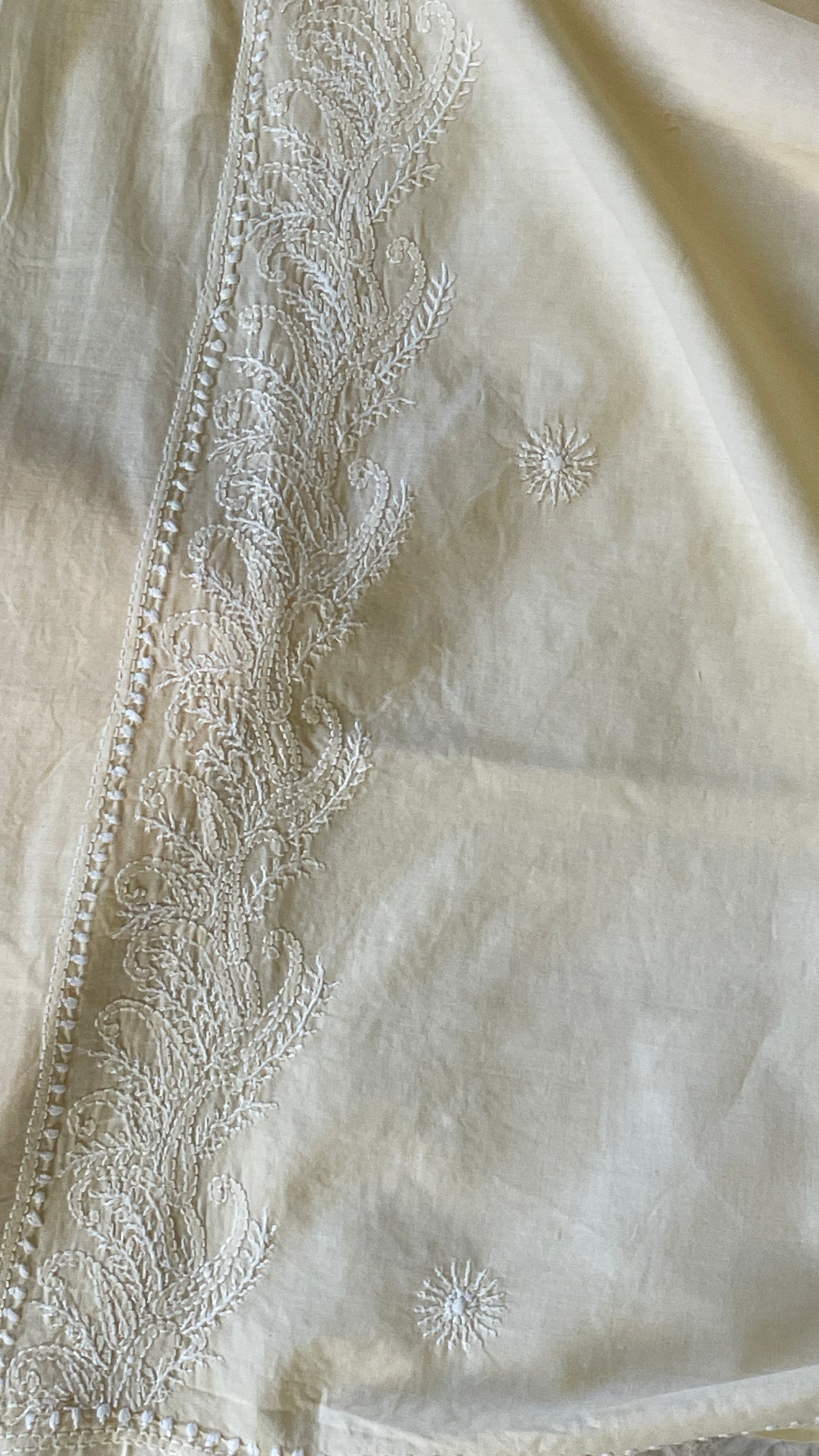 Cream Color Pure Cotton Unstitched Chikankari Suit Set