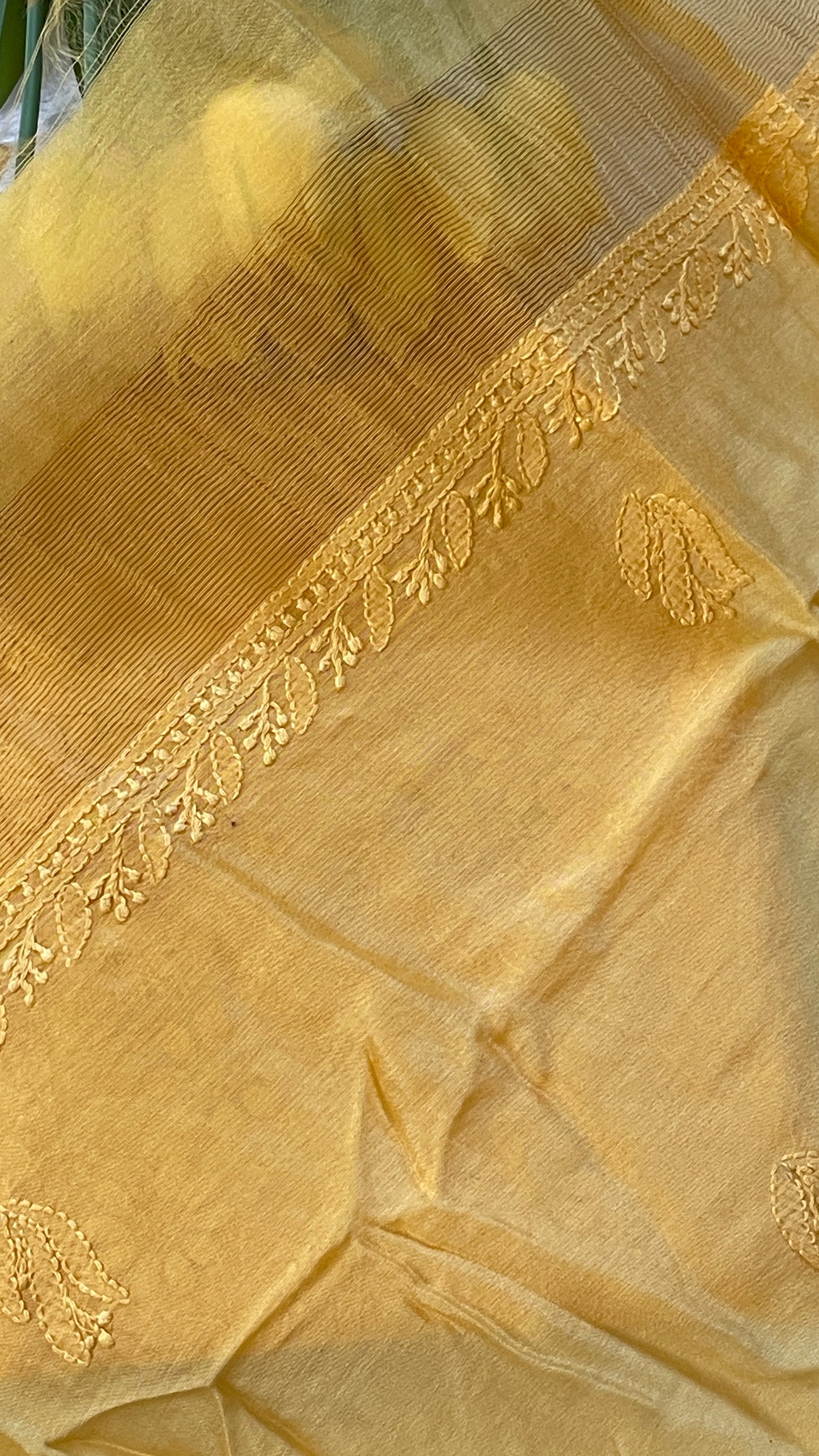 Chanderi Cotton Chikankari Unstitched Suit Set