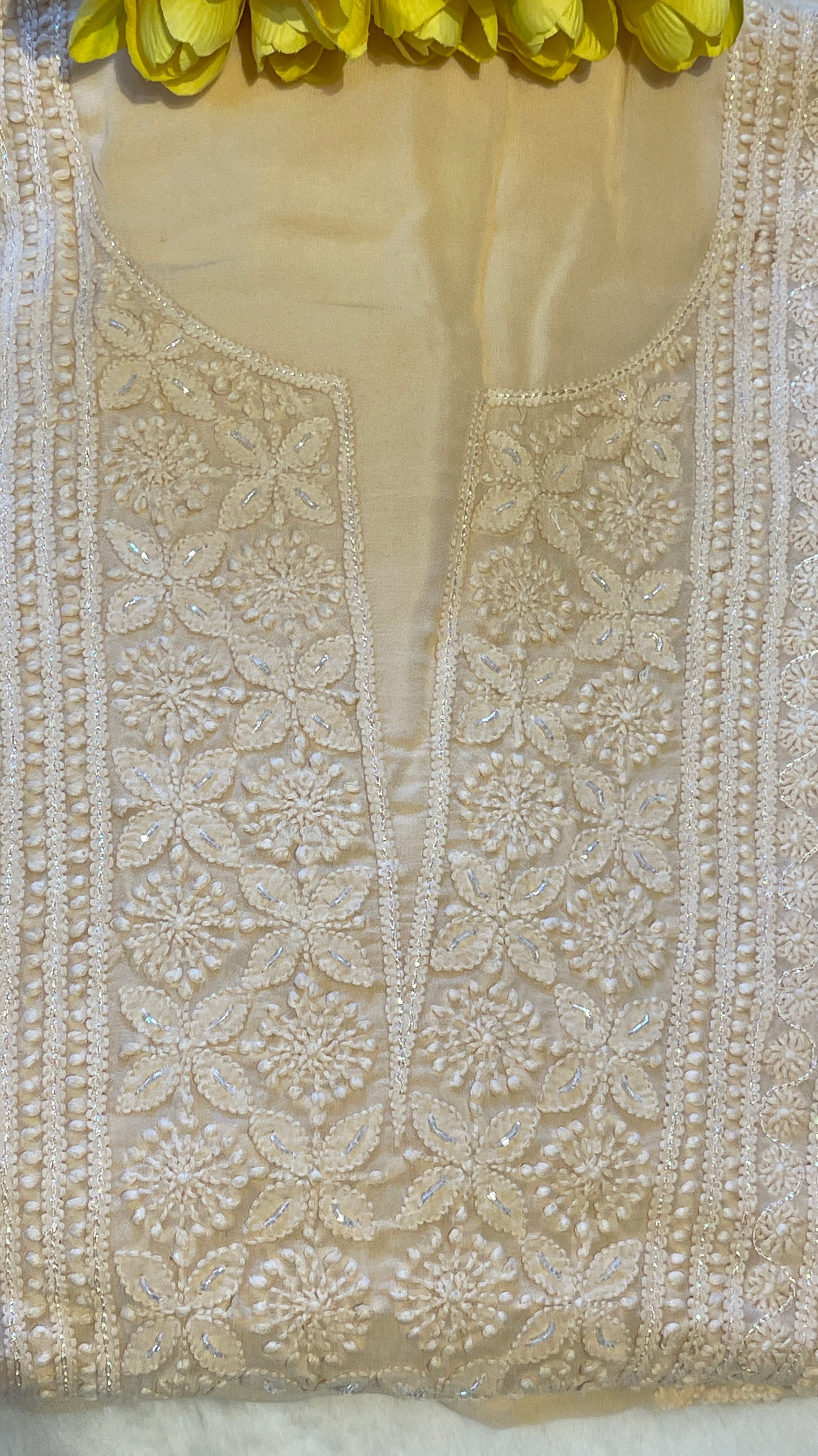 Pure Georgette Biscoff Chikankari Suit Set