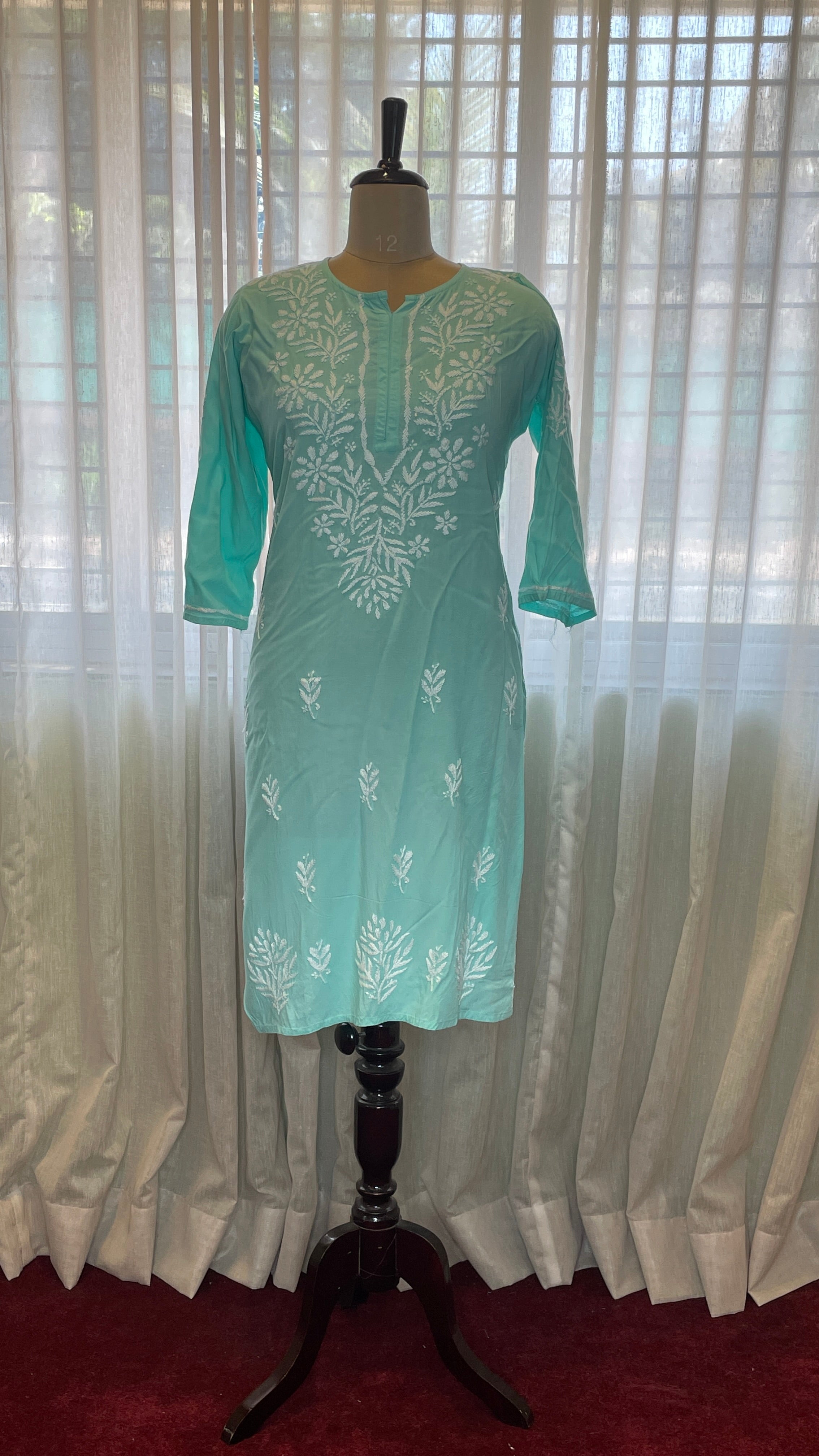 Turqoise Blue Rayon Long Kurti