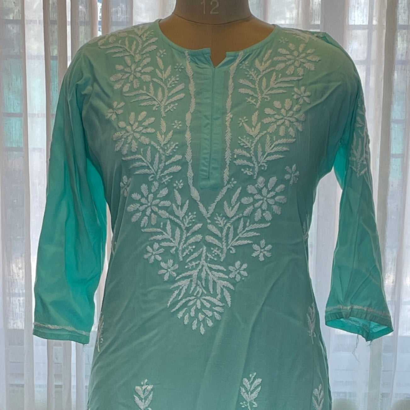 Turqoise Blue Rayon Long Kurti