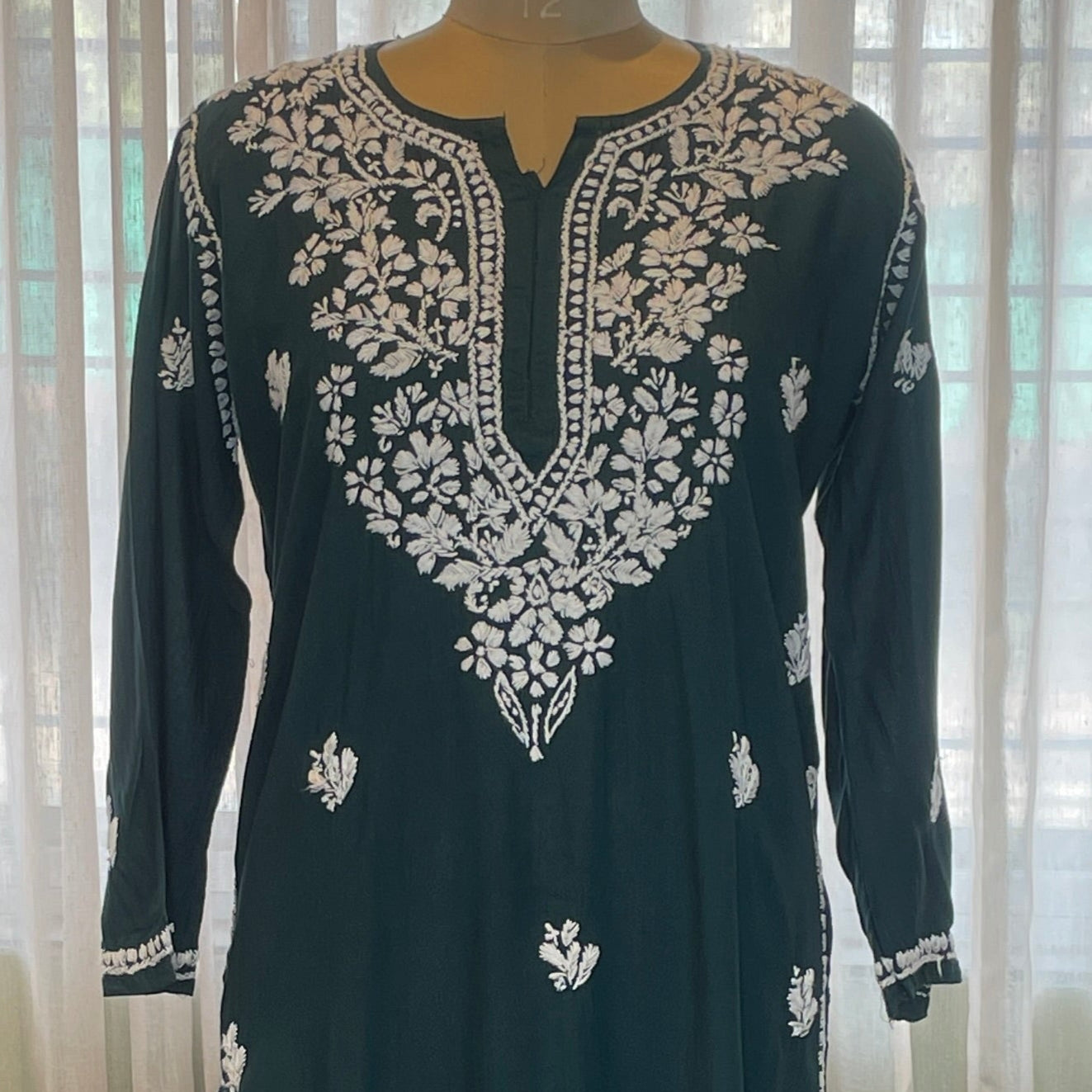 Dark Green Rayon Long Kurti