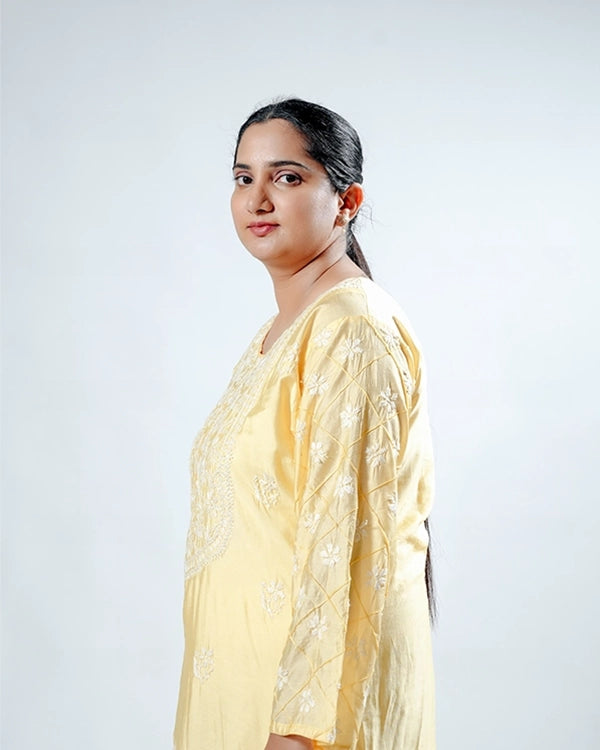 Yellow Chanderi Kurta