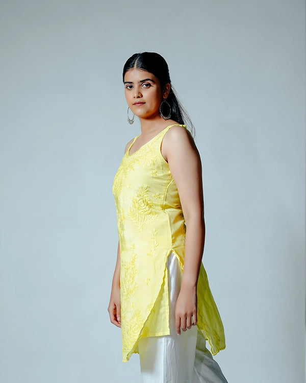 Short Yellow Muslin Kurta
