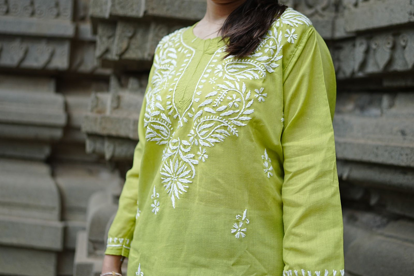 Light Green Cotton Short Kurti