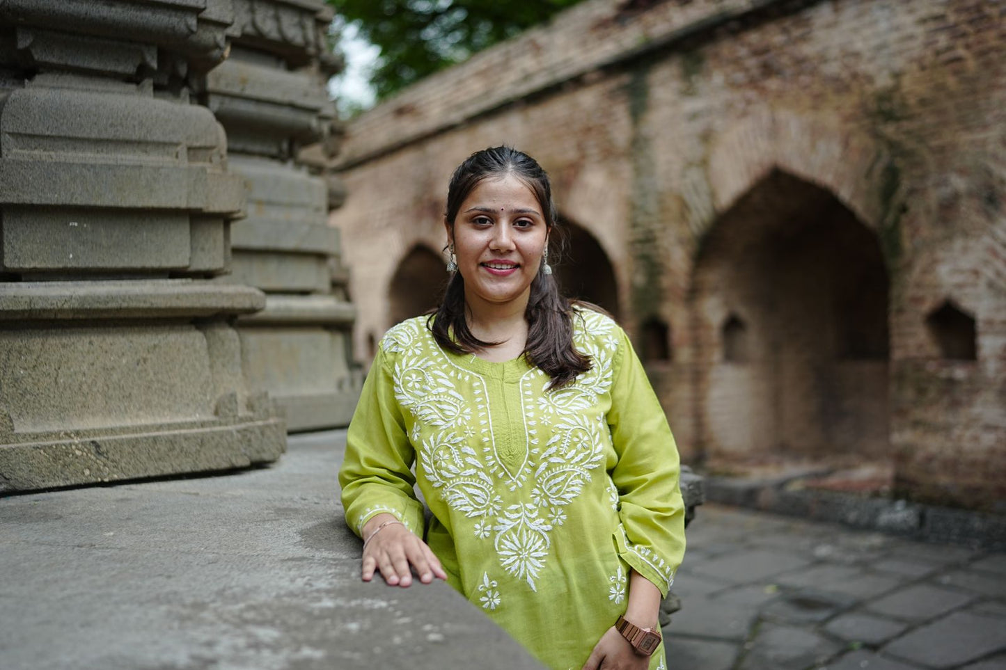 Light Green Cotton Short Kurti