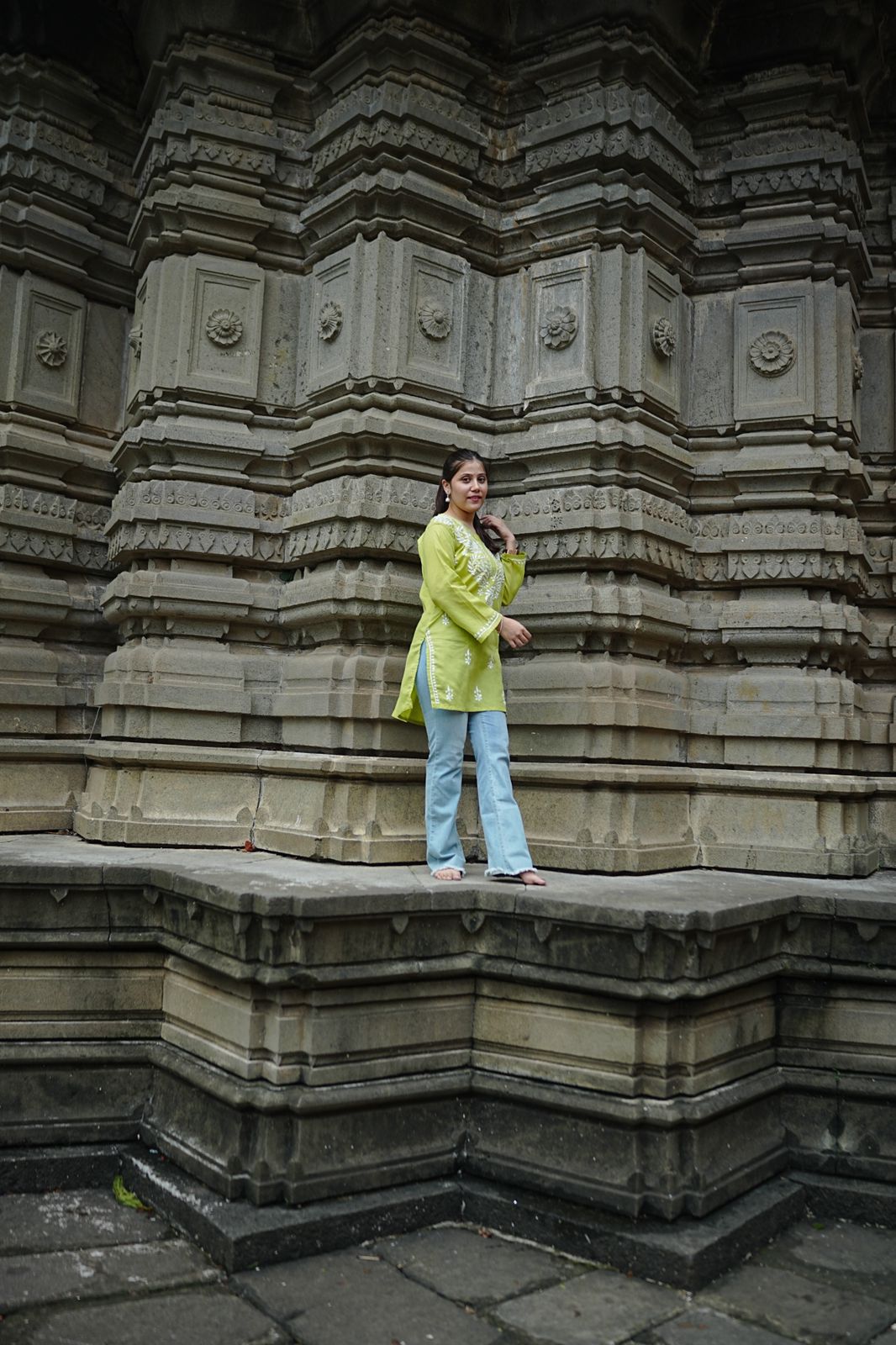 Light Green Cotton Short Kurti