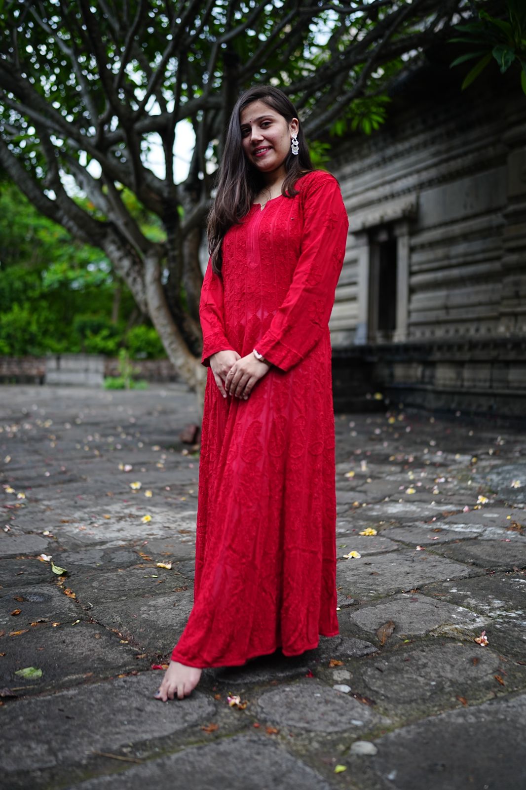Red Anarkali Georgette Kurti