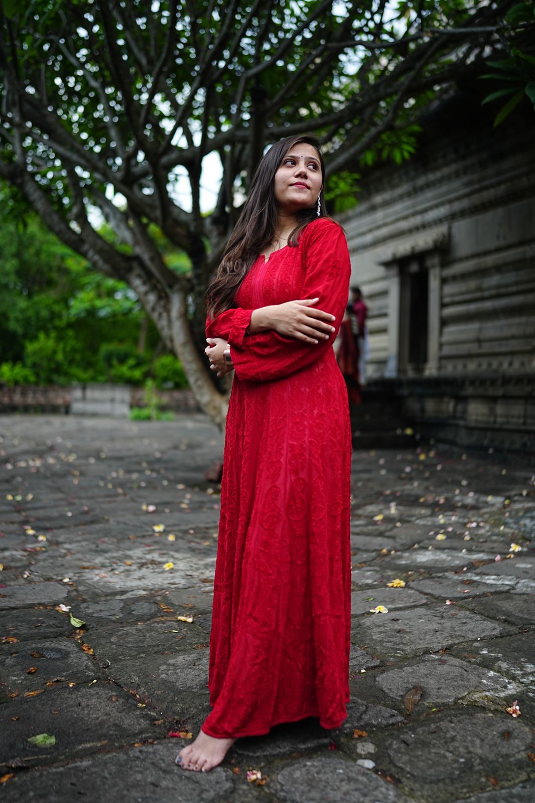Red Anarkali Georgette Kurti