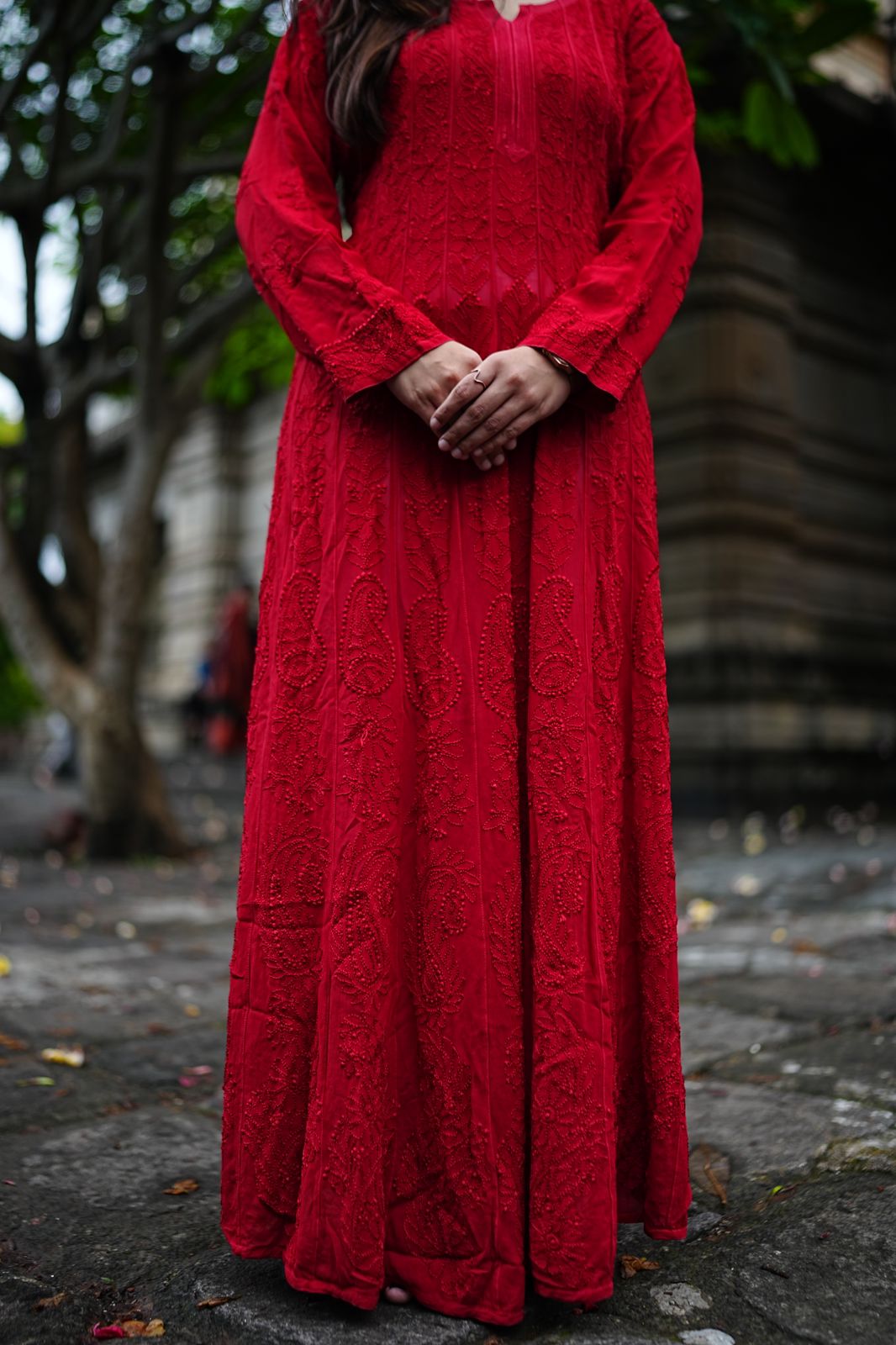 Red Anarkali Georgette Kurti