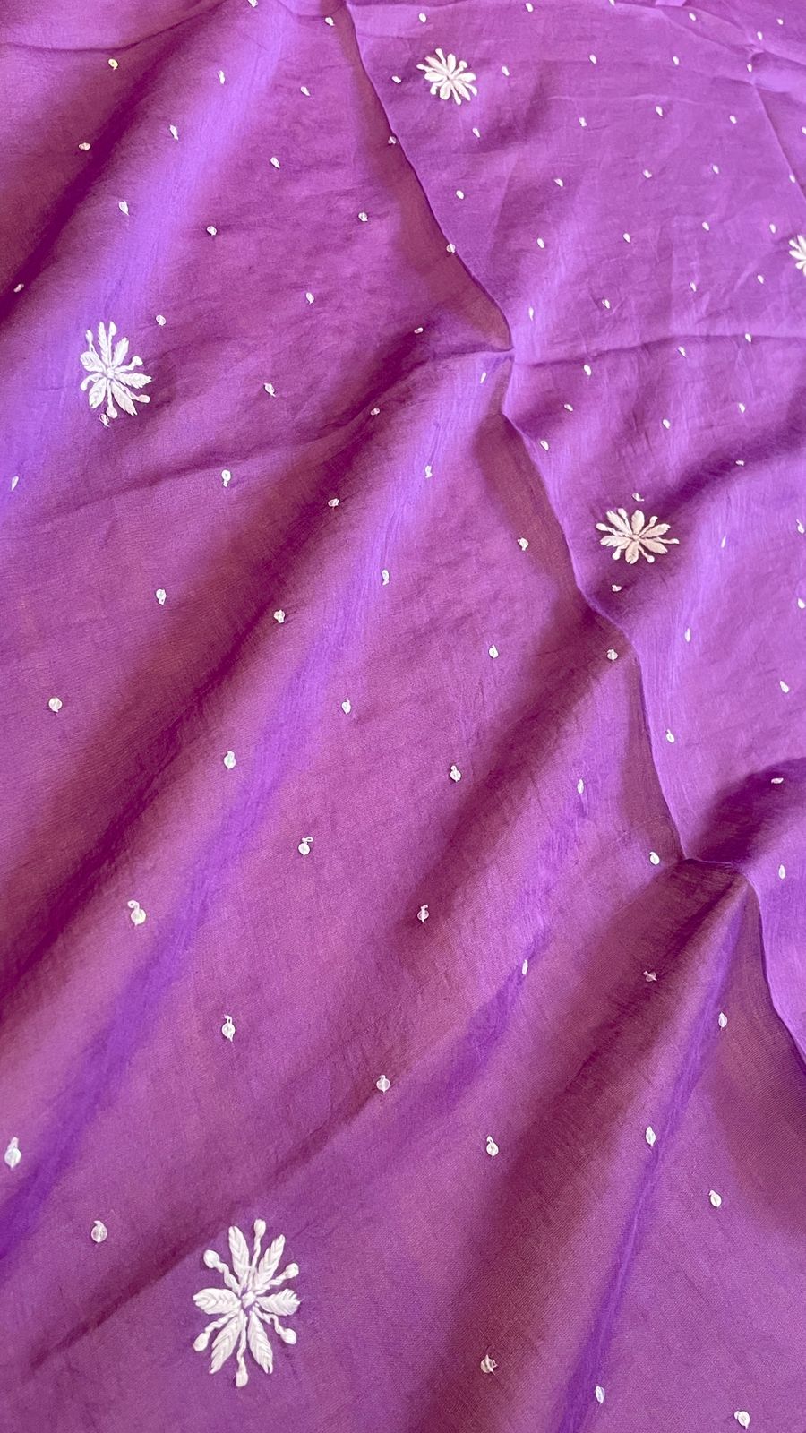 Purple Chikankari Semistitched Suit Set