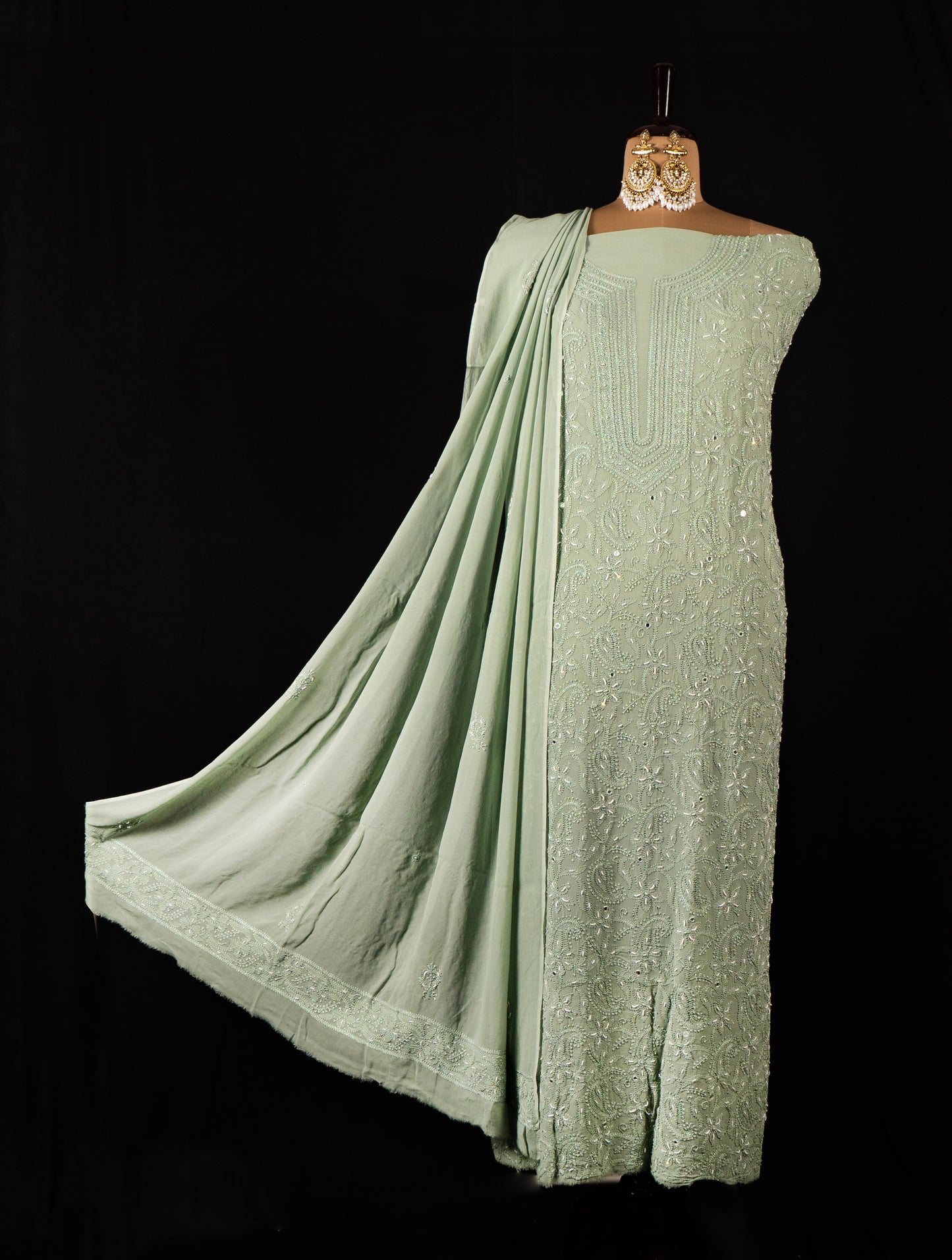 Celadon Green Chikankari Suit Set