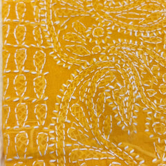 Mustard Yellow Chikankari Unstitched Suit Set