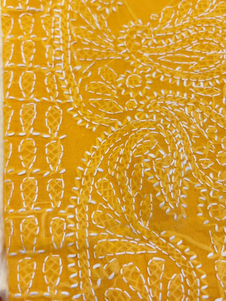 Mustard Yellow Chikankari Unstitched Suit Set
