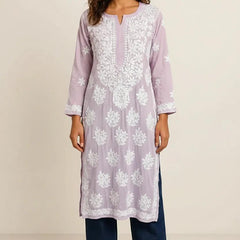Lavender Readymade Mulcotton Chikankari Kurta