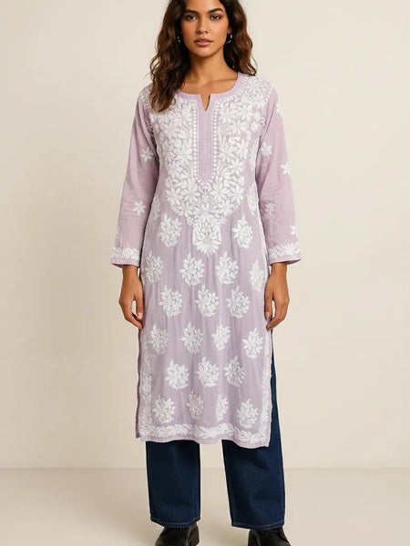 Lavender Readymade Mulcotton Chikankari Kurta