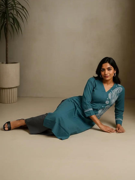 Blue Readymade Cotton Co-Ord Set