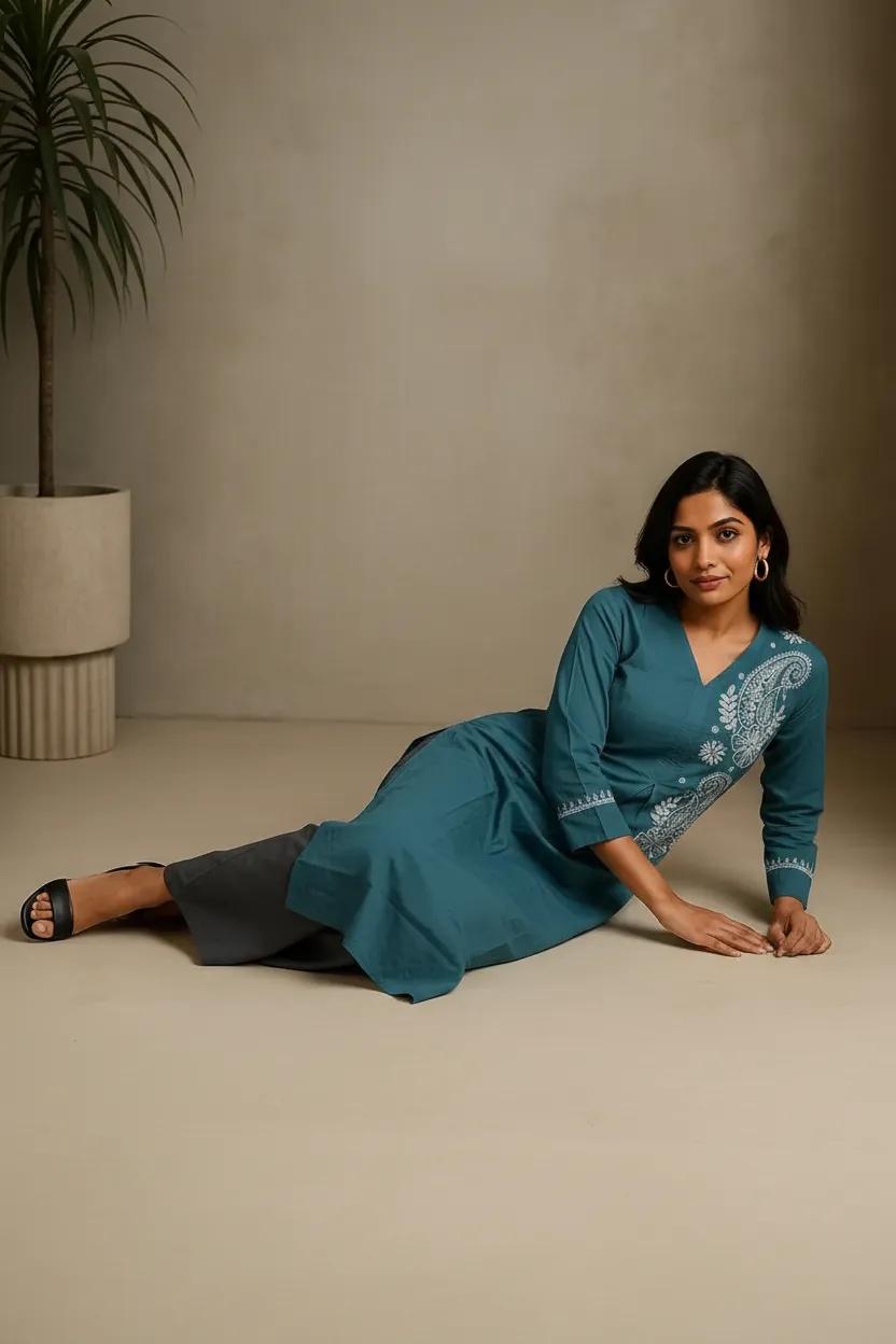 Blue Readymade Cotton Co-Ord Set