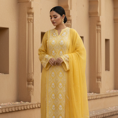 Pantone Yellow Balloon Semistitched Suit Set
