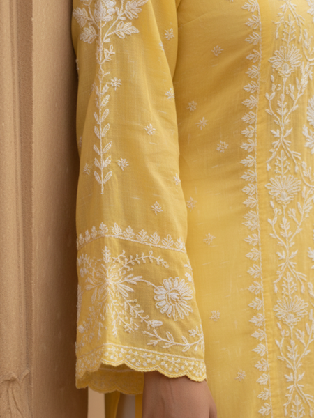 Pantone Yellow Balloon Semistitched Suit Set