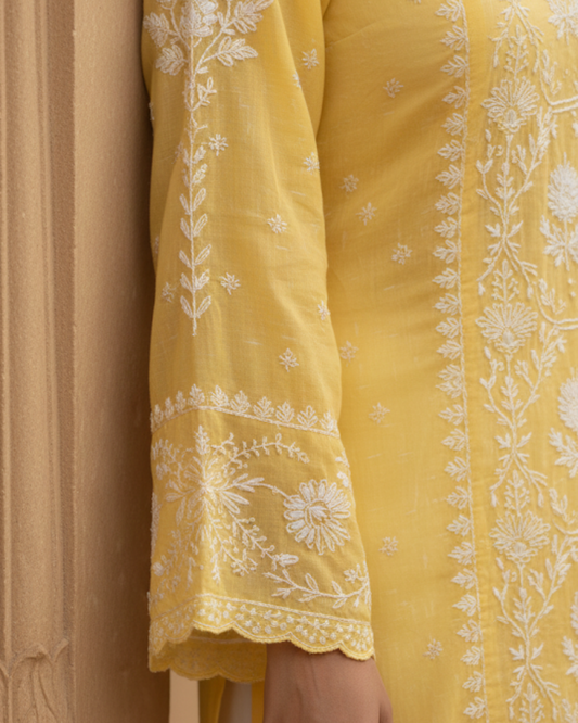 Pantone Yellow Balloon Semistitched Suit Set