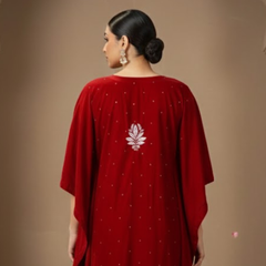 Velvet Red Kaftan - Freesize