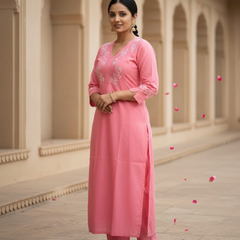 Pink Readymade Cotton Co-ord Set