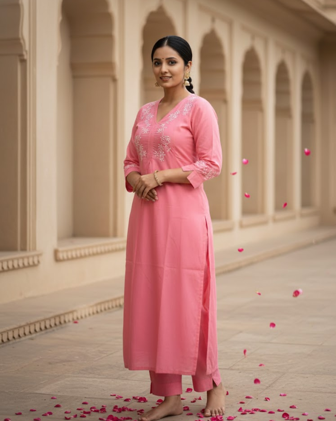 Pink Readymade Cotton Co-ord Set