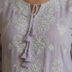 Purple Pure Cotton Semistitched Suit Set