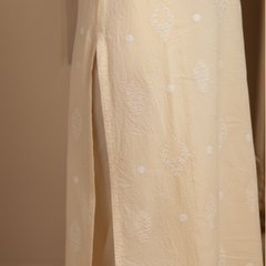 Light Beige Color Semistitched Cotton Suit Set