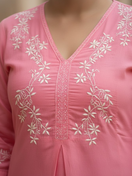 Pink Readymade Cotton Co-ord Set