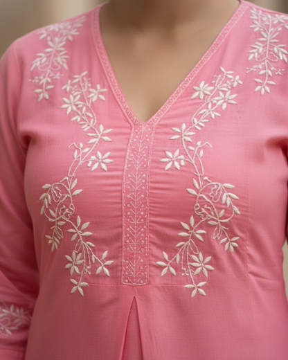 Pink Readymade Cotton Co-ord Set