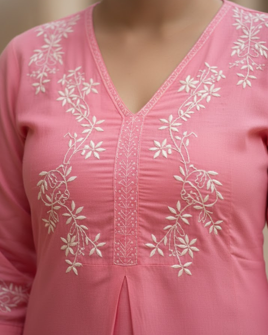 Pink Readymade Cotton Co-ord Set