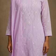 Cotton Pink Kurta Dupatta Set with Katdana Work