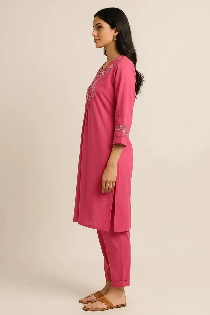 Pink Readymade Cotton Co-Ord Set - Design 2