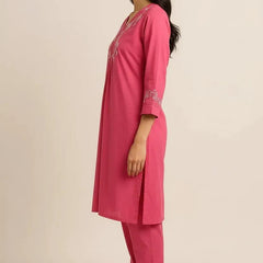 Pink Readymade Cotton Co-Ord Set - Design 2