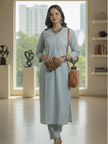 Blue Readymade Cotton Co-Ord Set