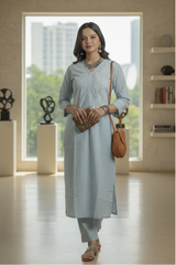 Blue Readymade Cotton Co-Ord Set
