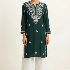 Dark Green Rayon Long Kurti