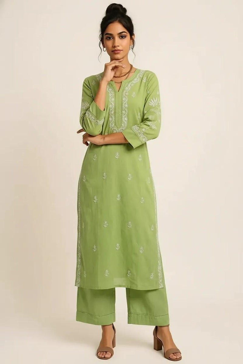 Green Readymade Cotton Co-ord Set