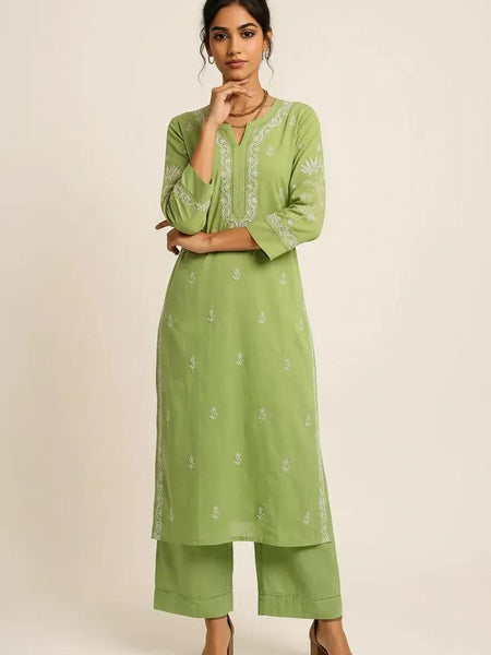 Green Readymade Cotton Co-ord Set